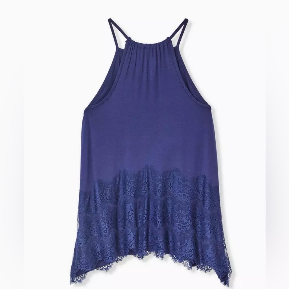 Torrid Super Soft High Neck Blue Lace Inlet Camisole